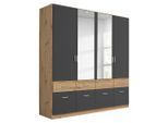 Drehtürenschrank Aalen Grau/eiche Artisan 181/197/54 cm Alufarben