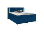 Boxspringbett Minola Gold Royalblau Ca. 160x200cm 160/200 cm Royalblau