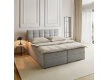 Boxspringbett ''nicole'', 180x200 Cm, Grau, Mit Topper 180/200 cm Grau