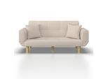 Schlafsofa Miriam Hellgrau Webstoff Beige Holz, Textil