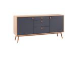 Sideboard Lena Grau/ Eichefarben Echtholz 150/75/40 cm 3 Schublade(n)