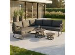 Gartenlounge Elea Dunkelgrau Metall/textil Inkl. Abdeckung 5-teilig 234/74/77 cm