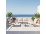 Loungegarnitur Lino Creme Textil, Metall Inkl. Abdeckung 5-teilig