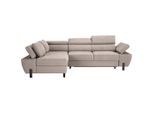 Ecksofa In Beige Webstoff Beige