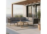 Gartenlounge Elora Hellgrau Textil/metall 3-teilig 223/75/74 cm