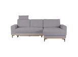 Ecksofa In Grau Metallfuss Schwarz Webstoff Grau
