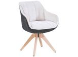 Armlehnstuhl Relax Dunkelgrau/beige Sitzfläche 360° drehbar Samt