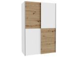Schwebetürenschrank In Weiss/eiche Artisan 120/190,5/61,5 cm Eiche Artisan, Weiss