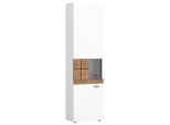 Vitrine Oreta B: 54,7 Cm Weiss Hochglanz/eichefarben 54,7/200/36,6 cm ,