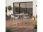 Gartenbarset Allonso Hellgrau Metall/textil/glas 7-teilig