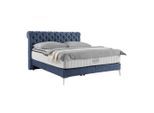 Boxspringbett Queen In Dunkelblau Ca. 160x200cm 160/200 cm Dunkelblau