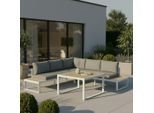 Dining-loungeset Veneya Grau Outdoorstof/metall/polywood 3-teilig