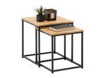 Beistelltisch Koko In Naturfarben/schwarz, 2-Teilig Metall, Naturmaterialien