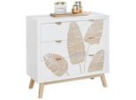 Kommode Leafs Natur/weiss , 80/76/34 cm , 3 Schublade(n)