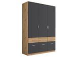 Drehtürenschrank Aalen-extra In Grau/eiche Ca. 136x197x54cm 136/197/54 cm Grau, Eiche Artisan