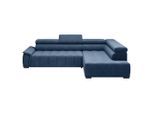 Ecksofa Gremo Rechts Dunkelblau Chenille, Webstoff Dunkelblau