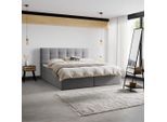 Boxbett Marselie Ca. 200x200 Cm Grau Mit Topper 200/200 cm Grau