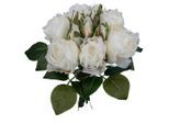 Kunstpflanze Rosenstrauss I Weiss/grün Rose 30 cm