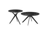 Couchtisch Conti Schwarz, 2er Set Metall, Glas 70/55/70/55/38/48 cm