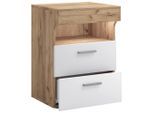 Nachttisch Slepal L 45/61/39 cm Weiss, Honigeiche