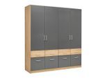 Drehtürenschrank Aalen-extra In Grau/eiche Artisan 181/197/54 cm Grau, Eiche Artisan