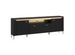 Tv-element Norica Goldfarben/schwarz B: 200,3 Cm Schwarz, Goldfarben 200,3/70/40 cm