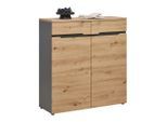 Kommode Memphis Graphitfarben/eiche Artisan , 100/107/38 cm ,