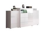 Sideboard Urbaniii Weiss Hochglanz 150/80,7/39 cm 3 Schublade(n)