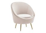 Relaxsessel Lou Hellgrau Samt Textil, Metall Hellgrau, Goldfarben