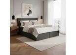 Boxspringbett Lucy2 Dunkelgrau Ca. 180x200cm Inkl. Topper 180/200 cm Dunkelgrau