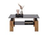 Couchtisch Intro Schwarz/eichefarben Metall, Glas, Holzwerkstoff 100/60/45 cm