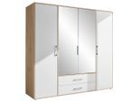 Kleiderschrank Lembo Weiss/eiche Artisan Silberfarben, Weiss, Eiche Artisan