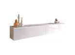 Lowboard D180 Beton Optik/weiss Grau, Weiss Hochglanz