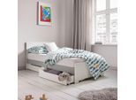 Kinderbett Mit Stauraum, Holz, Weiss, "danny", Teilmassiv 96/80 cm Grau, Naturfarben, Weiss