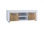 Lowboard Usilo Weiss, Honigeiche