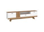 Tv-element Oreta B: 216 Cm Weiss Hochglanz/eichefarben Weiss, Eichefarben, Weiss Hochglanz 216/61,7/45 cm