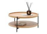 Couchtisch Plate Naturfarben/schwarz Metall, Holzwerkstoff 80/40/80 cm