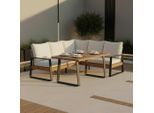 Dining-loungeset Alexa Creme Aus Holz/textil/metall