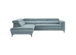 Ecksofa Emma Links Hellblau Velours Hellblau