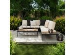 Gartenlounge Sejla Dunkelgrau/beige, 4-Teilig 4-teilig 226/65/226 cm