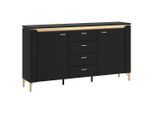 Kommode Norica Goldfarben/schwarz B: 155,3 Cm , 155,3/87,3/40 cm , 4 Schublade(n)