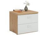 Nachtkästchen In Weiss/eichefarben 49/44/40 cm Weiss, Eichefarben