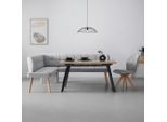 Eckbank Alba Rechts Hellgrau Holz, Textil Hellgrau