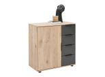 Kommode Bergamo Graphit/eichefarben , 81/83/41 cm , 4 Schublade(n)