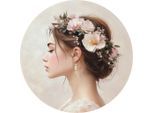 Metallbild Woman With Floral Crown