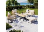 Gartenlounge Silas Creme Holz/textil/metall 130/85/80 cm
