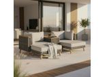 Loungegarnitur Marilou Grau Outdoorgewebe/kunststoff/holz