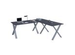 Eckschreibtisch Lona 220/220/76 cm Anthrazit, Silberfarben