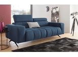 2-Sitzer DOMO COLLECTION "Trento, mit Kufenfuß oder Einzelfuß", blau (dunkelblau), B:208cm H:79cm T:104cm, 100% Polyester, Sofas, whlw. verstellbare Kopfteile, passend für gängige Saugroboter