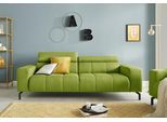 2,5-Sitzer DOMO COLLECTION "Cunelli, moderne Sitznähte als Designelement, fester Sitzkomfort", grün (lime), B:238cm H:79cm T:104cm, Sofas, whlw. verstellbare Kopfteile, passend für gängige Saugroboter